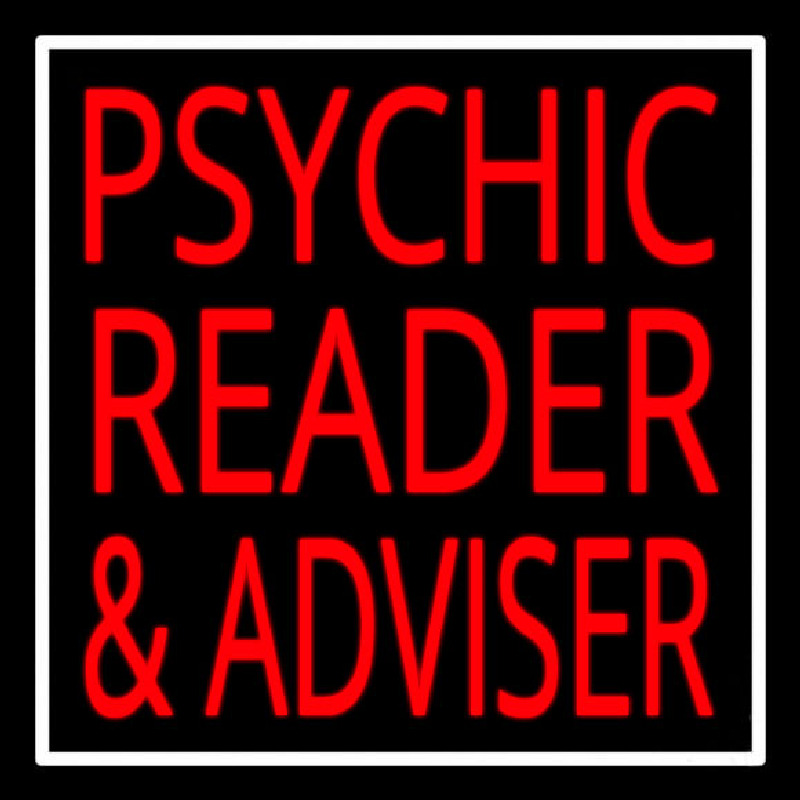 Red Psychic Reader And Advisor With Border Neon Sign