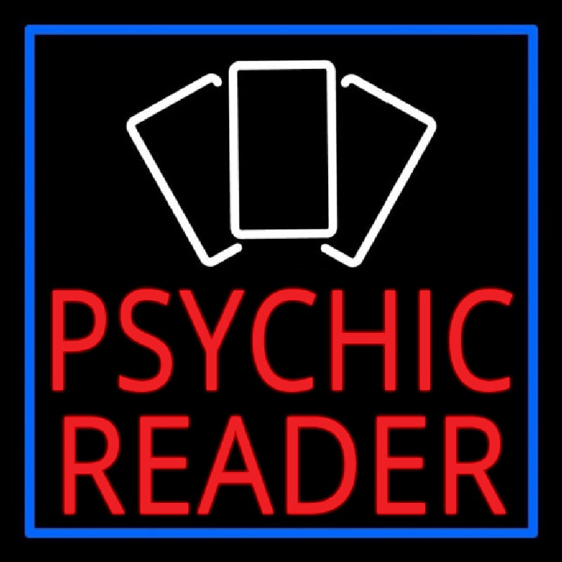 Red Psychic Reader With Cards Neon Sign