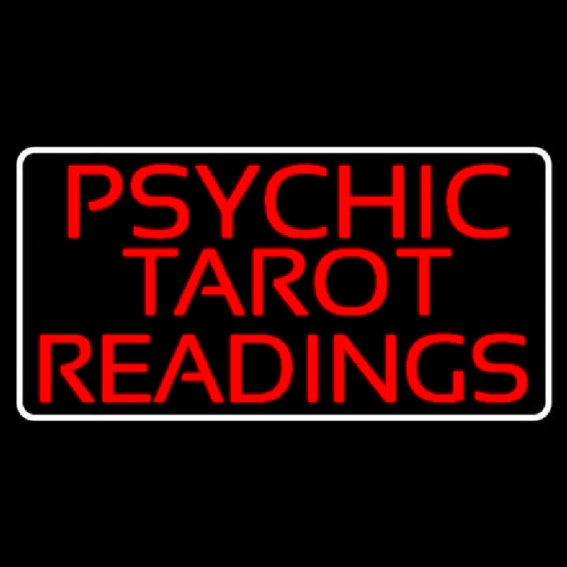 Red Psychic Tarot Readings Block With Border Neon Sign