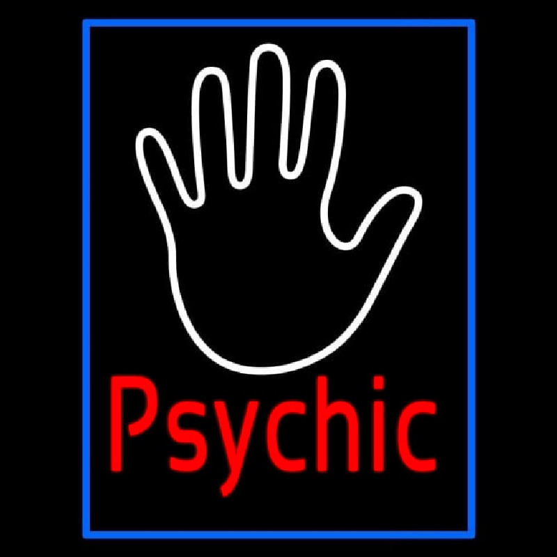 Red Psychic With Blue Border Neon Sign