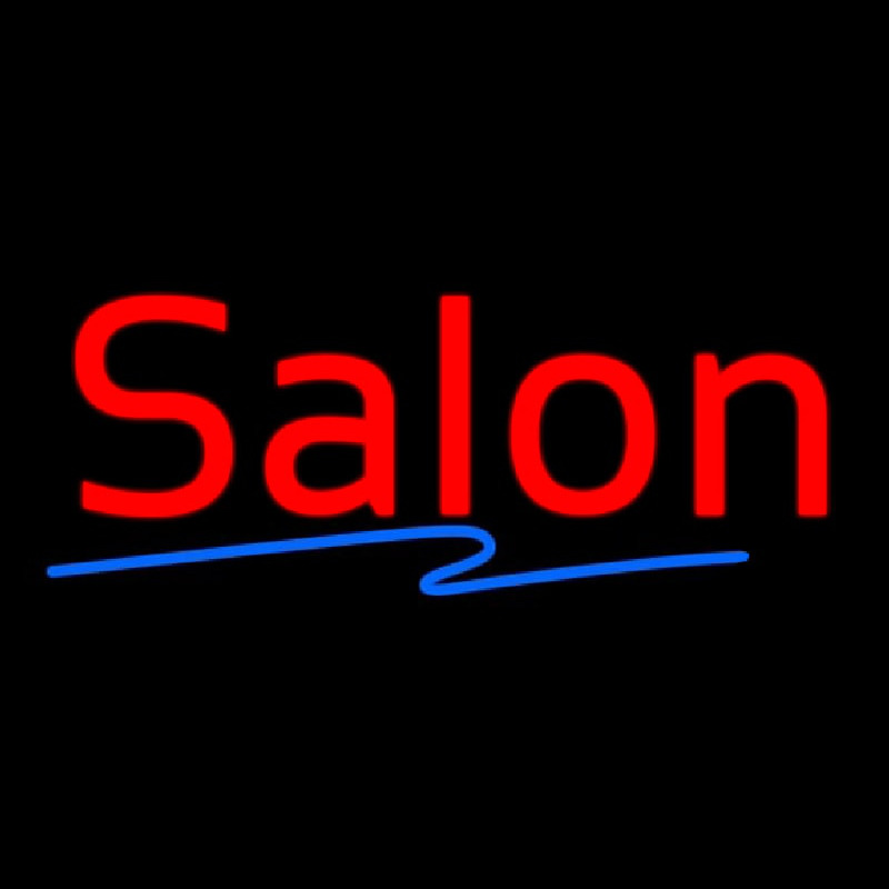 Red Salon Blue Line Neon Sign