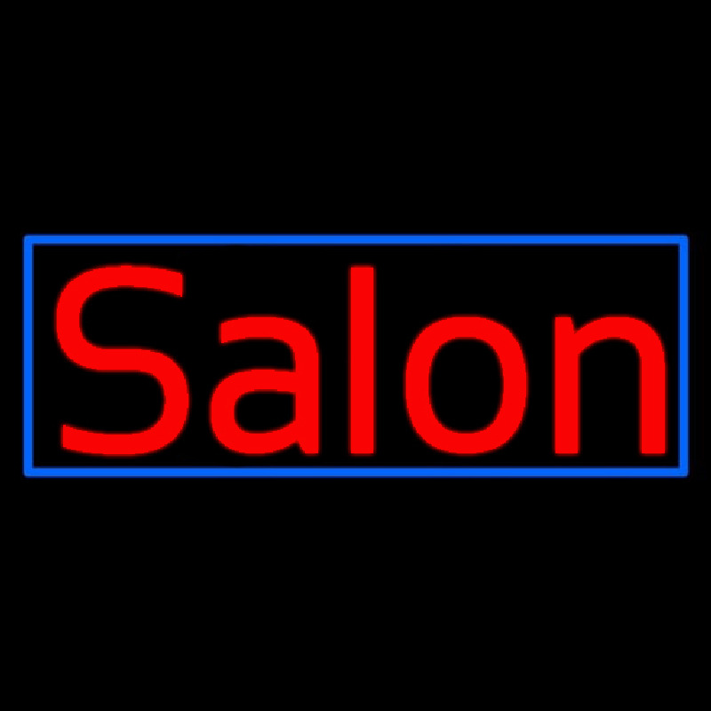 Red Salon With Blue Border Neon Sign