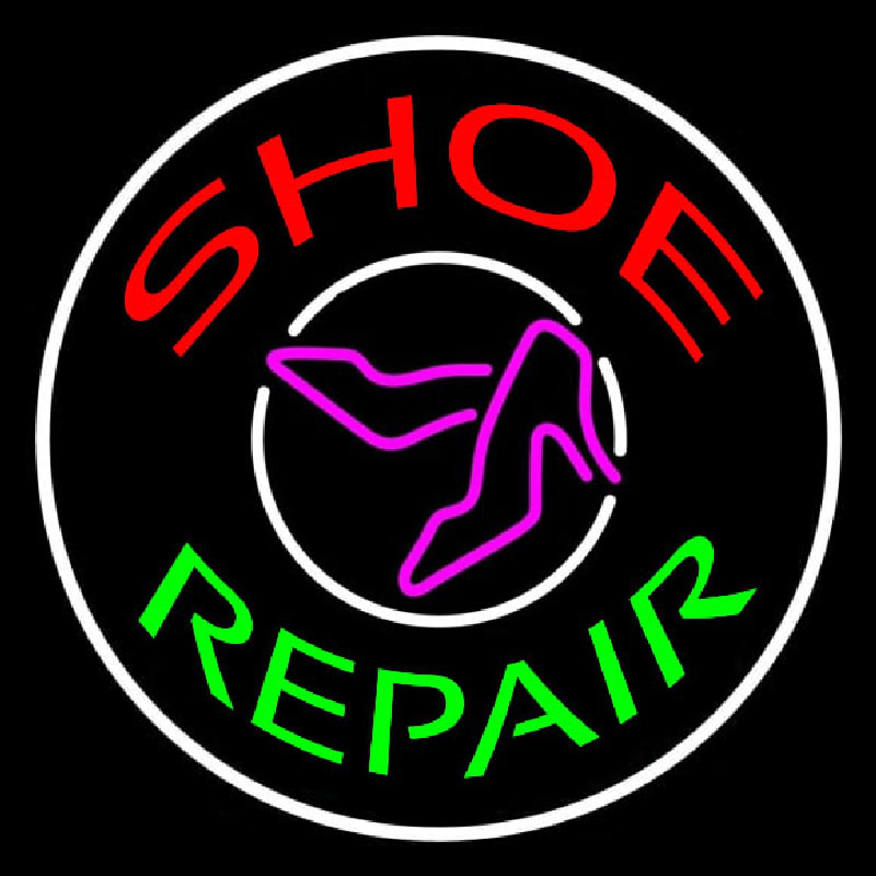 Red Shoe Green Repair With Sandals Neon Sign