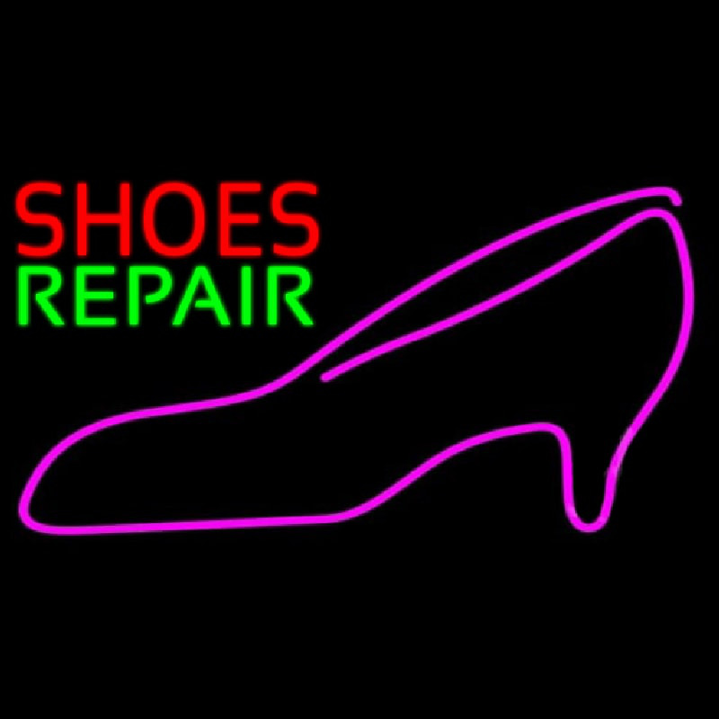 Red Shoes Green Repair Pink Sandal Neon Sign