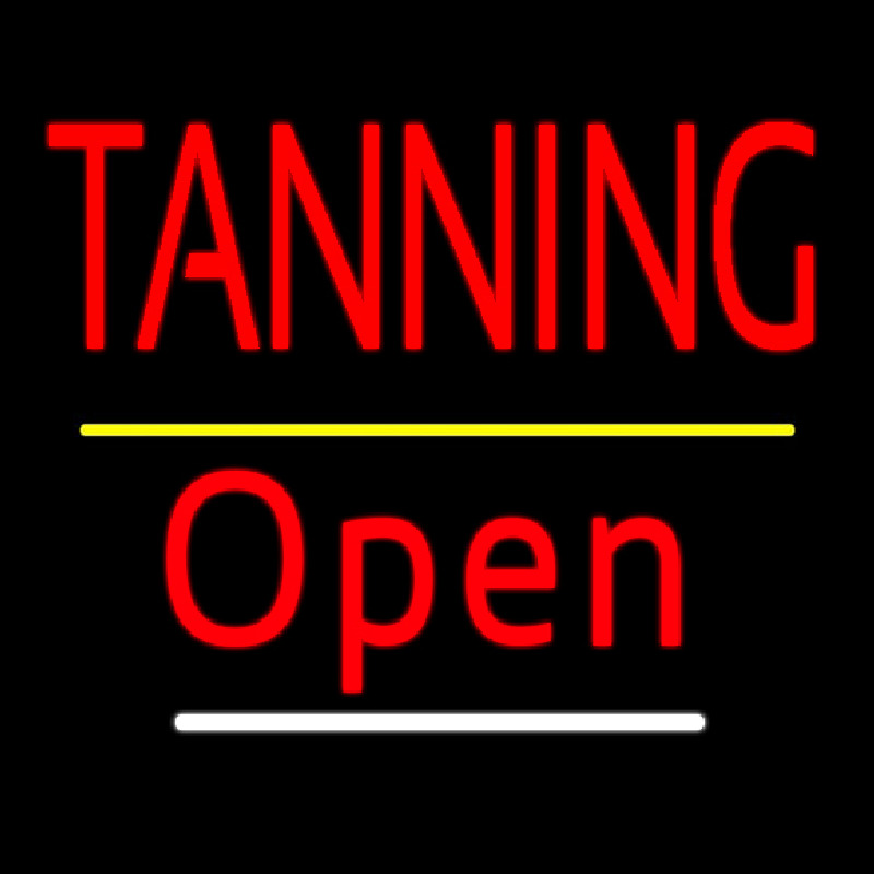 Red Tanning Open Yellow Line Neon Sign