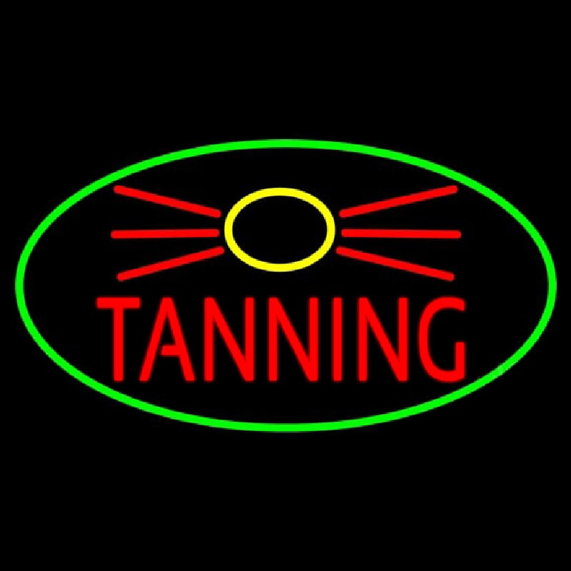 Red Tanning With Sun Logo Neon Sign