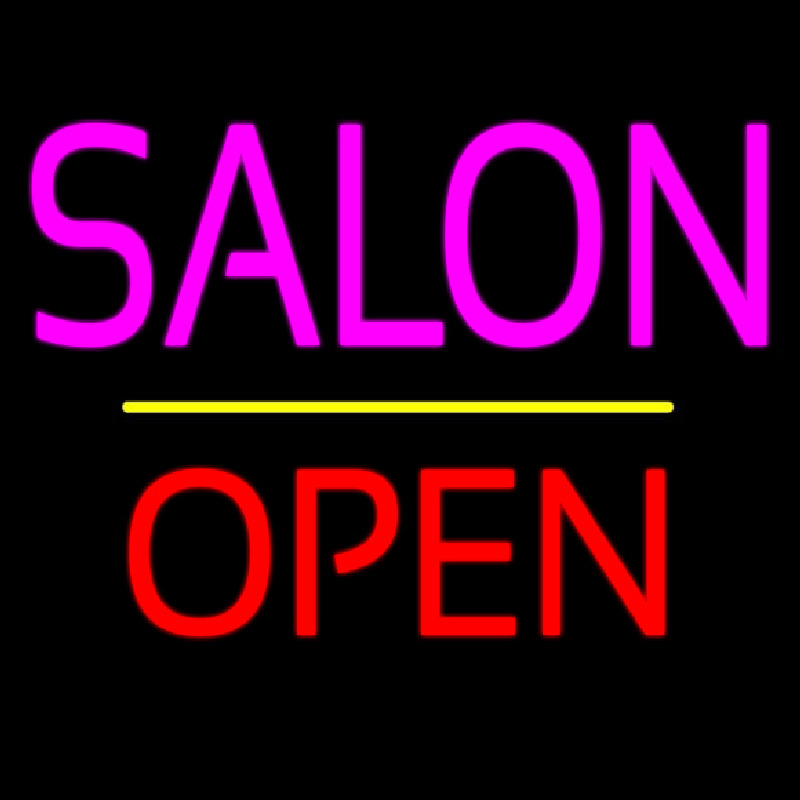 Salon Open Yellow Line Neon Sign