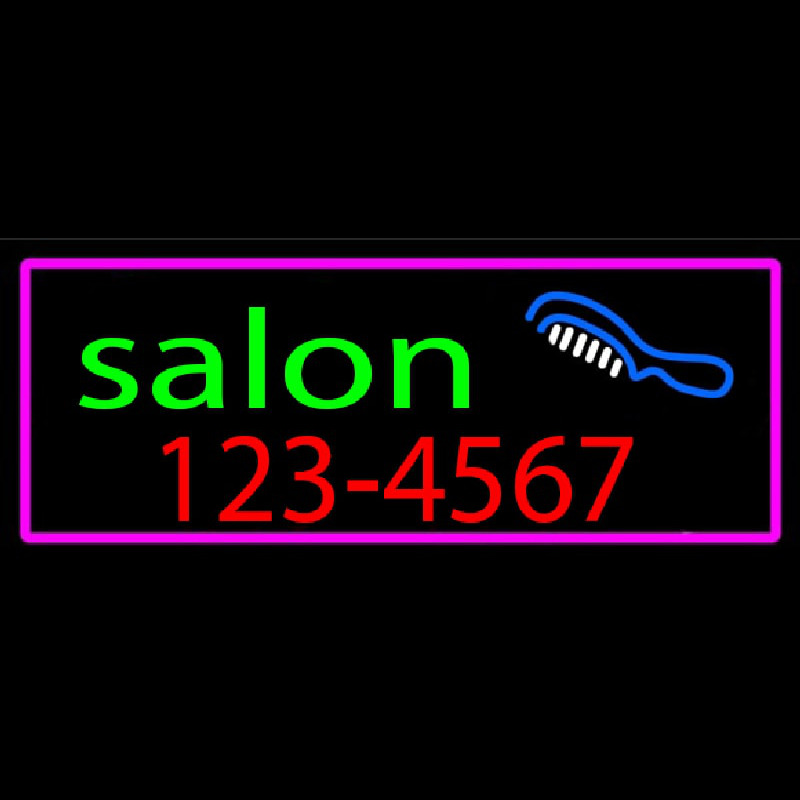 Salon With Comb And Number Neon Sign