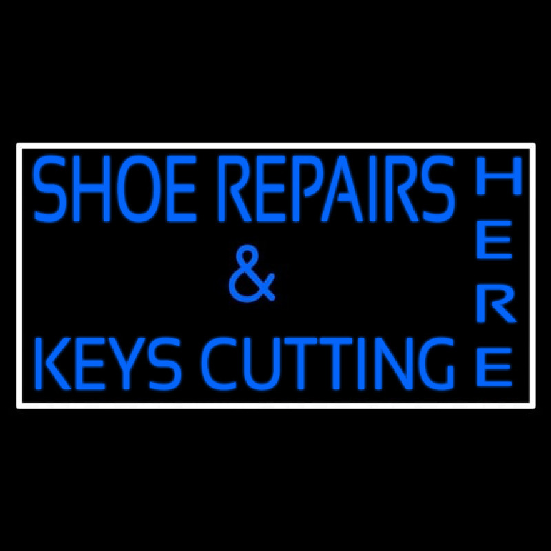 Shoe Repairs Key Cutting Here With Border Neon Sign