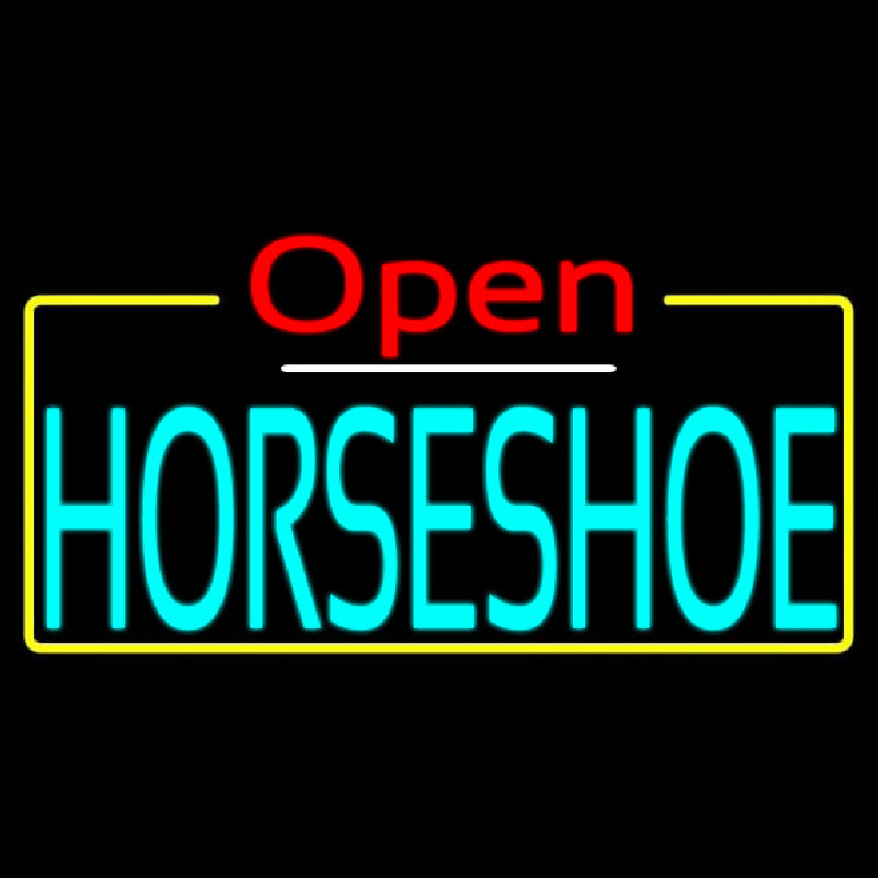 Turquoise Horseshoe Open Neon Sign