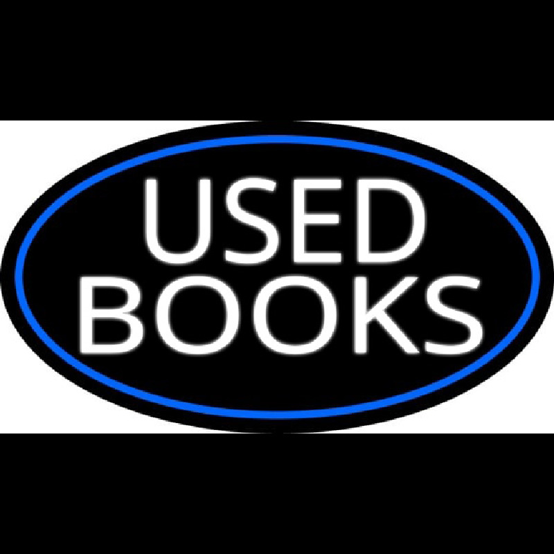 Used Books With Blue Border Neon Sign