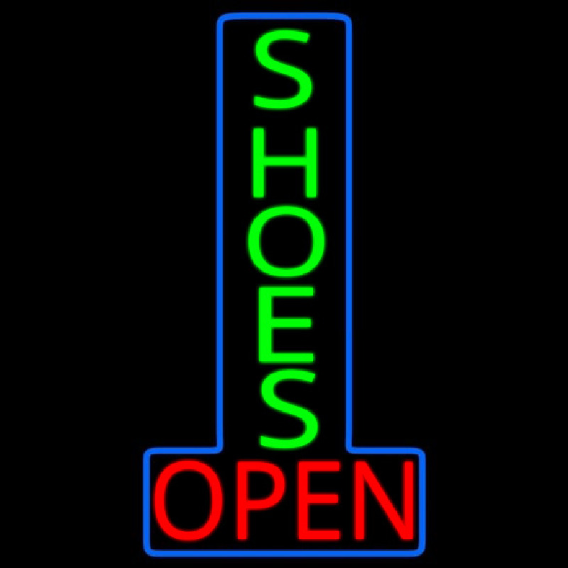 Vertical Green Shoes Open Neon Sign