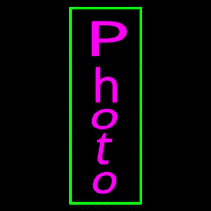 Vertical Photo Green Border Neon Sign