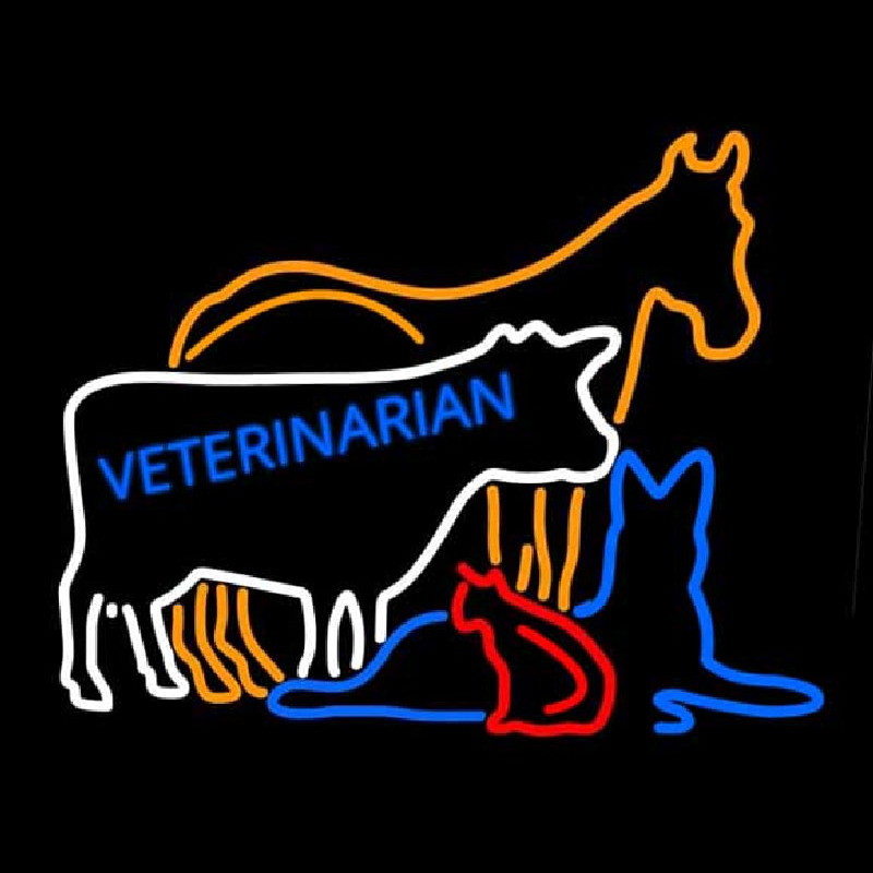 Vet Horse Cow Logo Neon Sign