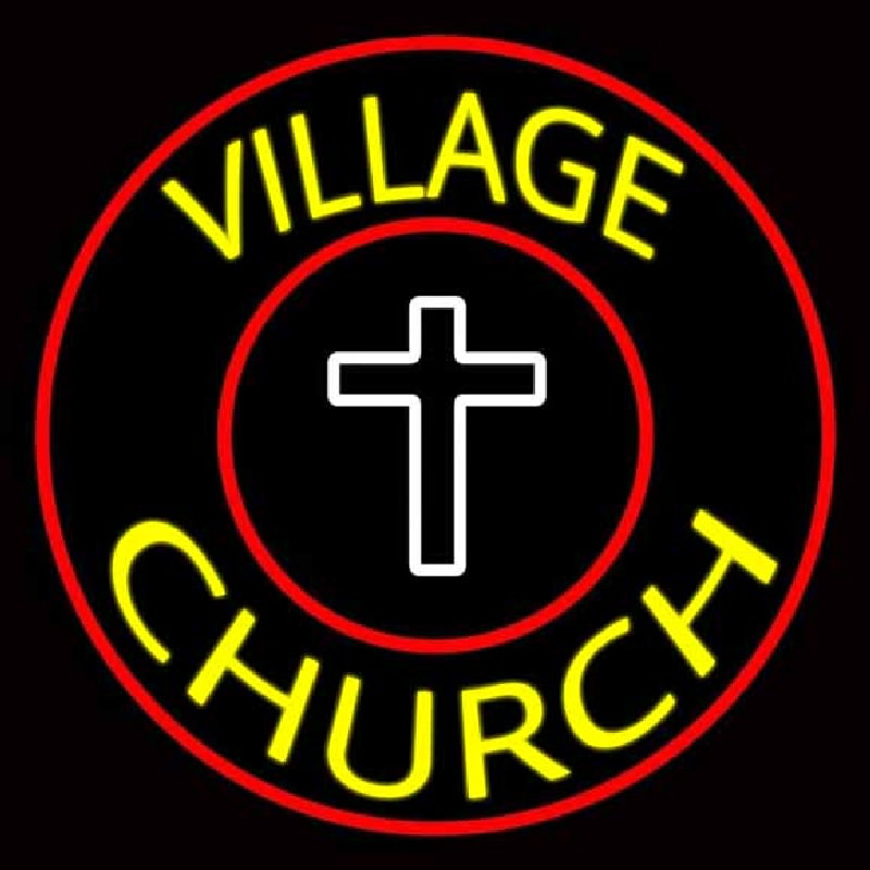 Village Church With Border Neon Sign