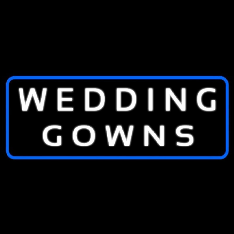 Wedding Gowns Blue Border Neon Sign