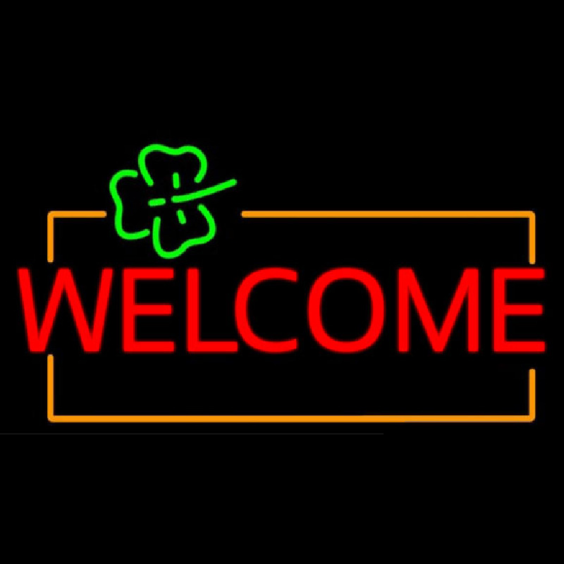 Welcome Orange Border Neon Sign