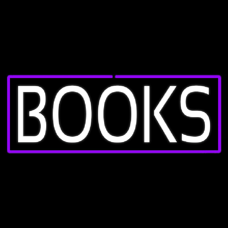 White Books Purple Border Neon Sign