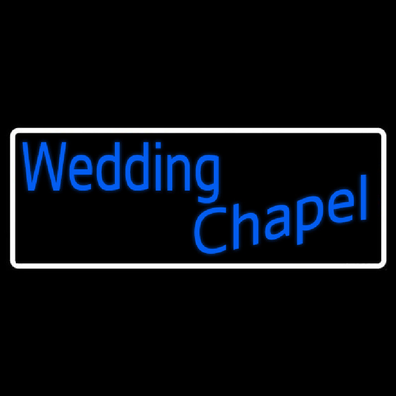 White Border Wedding Chapel Neon Sign