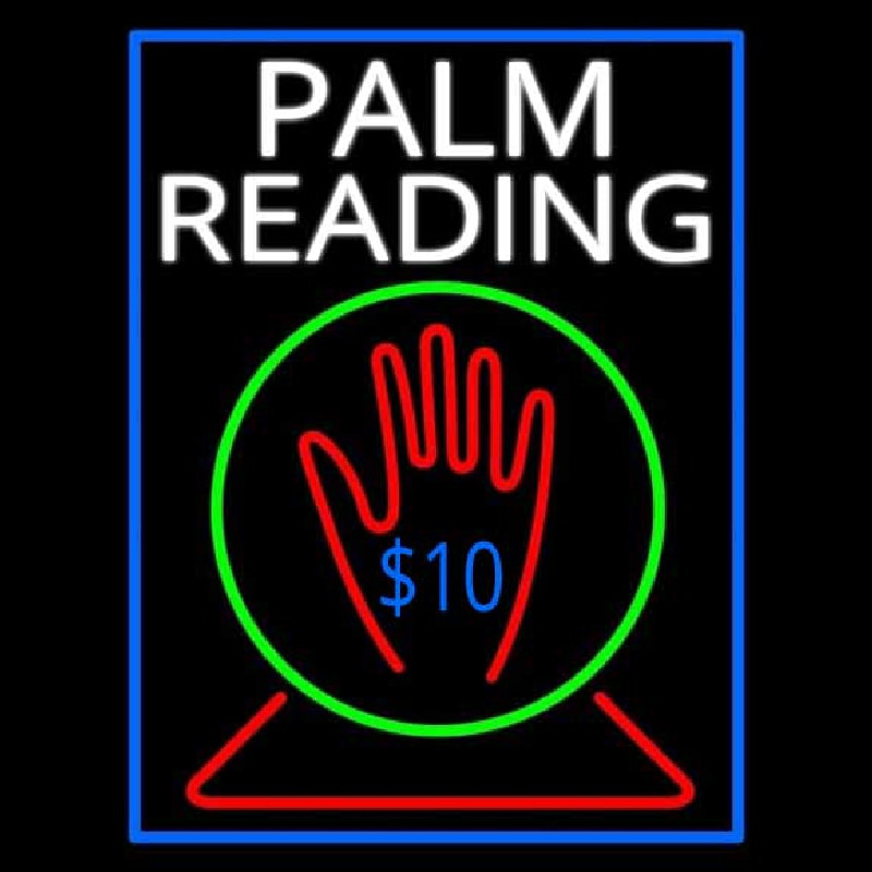 White Palm Readings With Logo Neon Sign