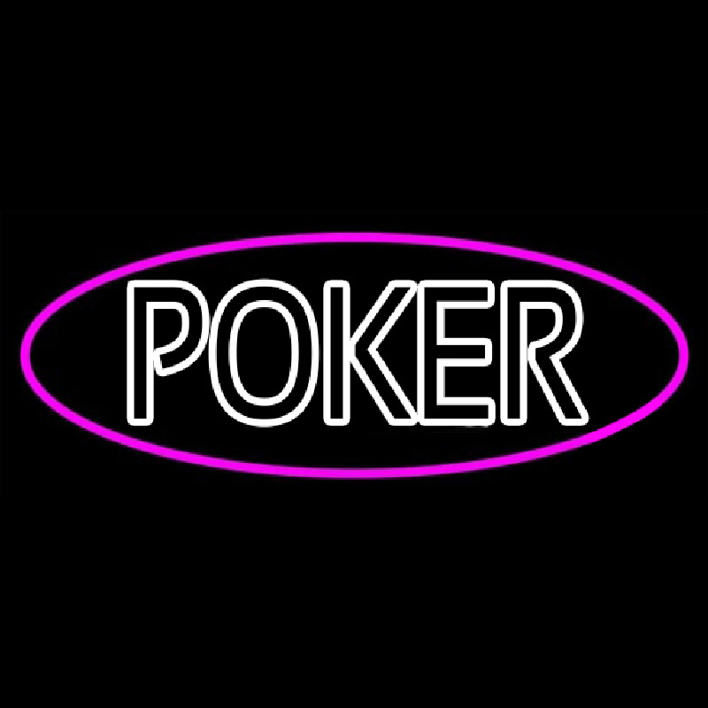 White Poker With Oval Neon Sign