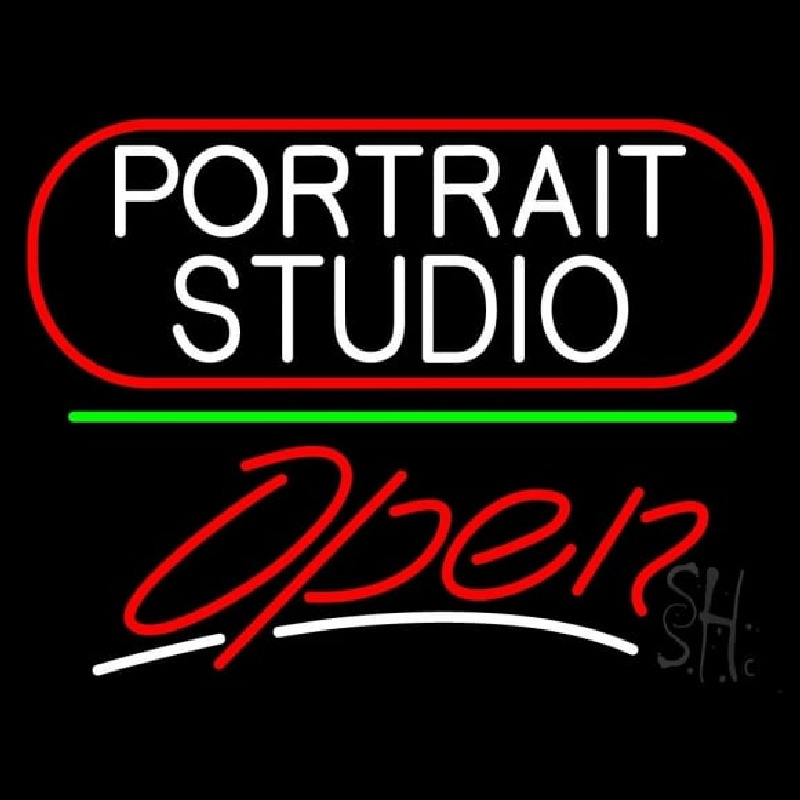 White Portrait Studio Open 3 Neon Sign