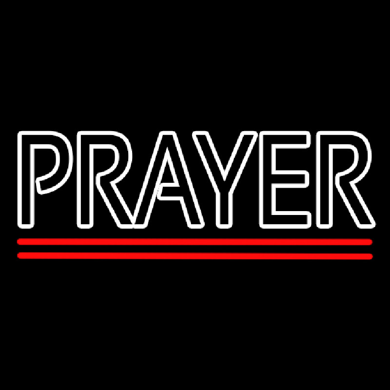 White Prayer With Line Neon Sign