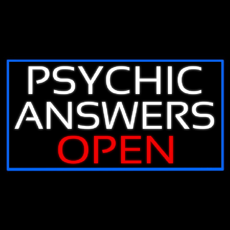 White Psychic Answers Red Open Blue Border Neon Sign