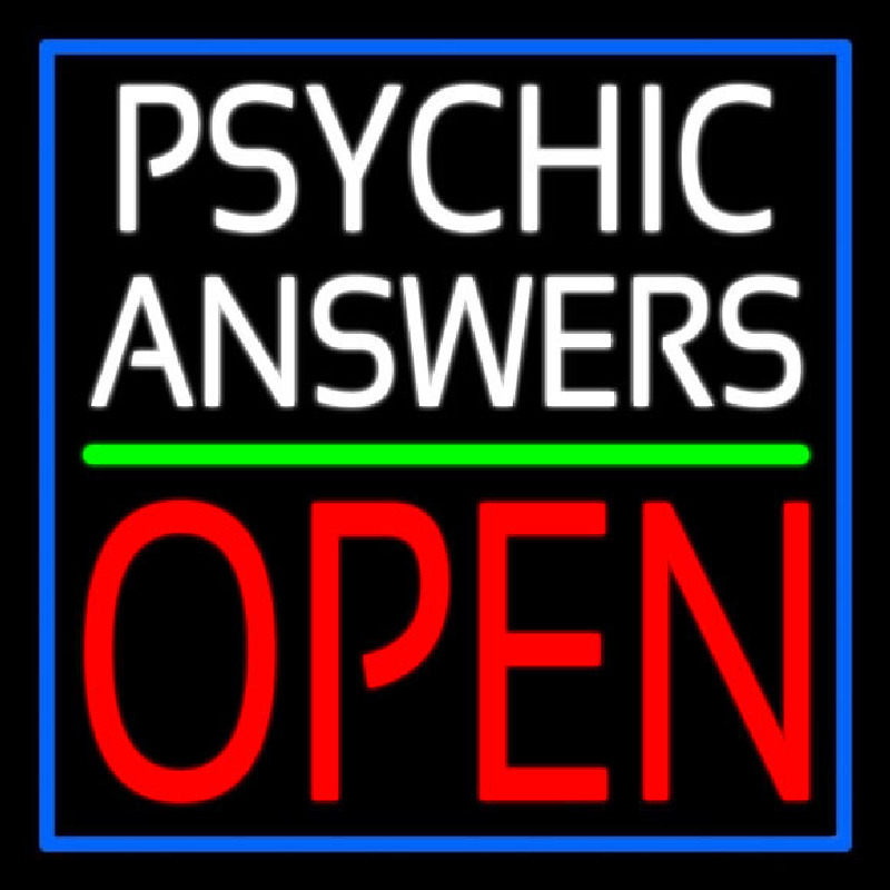 White Psychic Answers Red Open Green Line Neon Sign