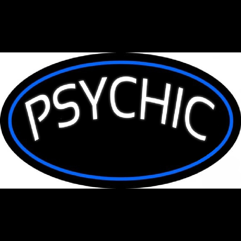 White Psychic Blue Border Neon Sign