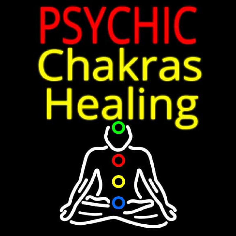 White Psychic Chakras Healing Neon Sign