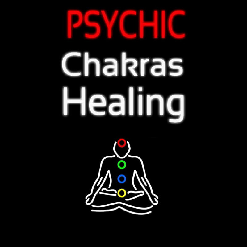 White Psychic Chakras Healing Neon Sign