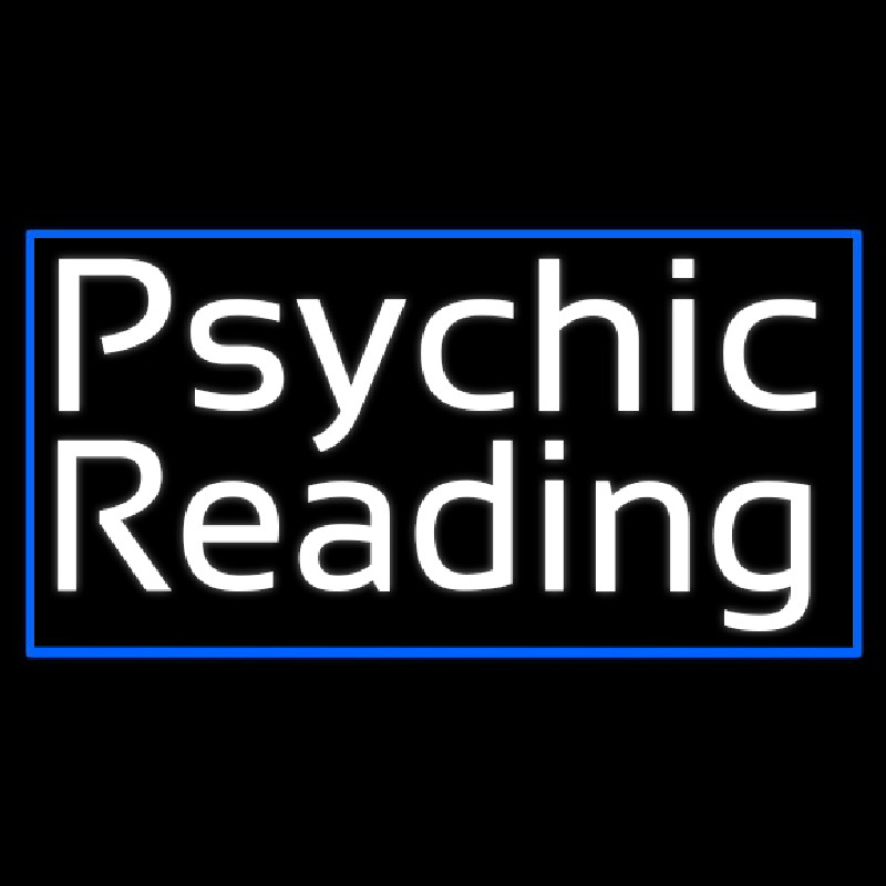 White Psychic Reading And Blue Border Neon Sign