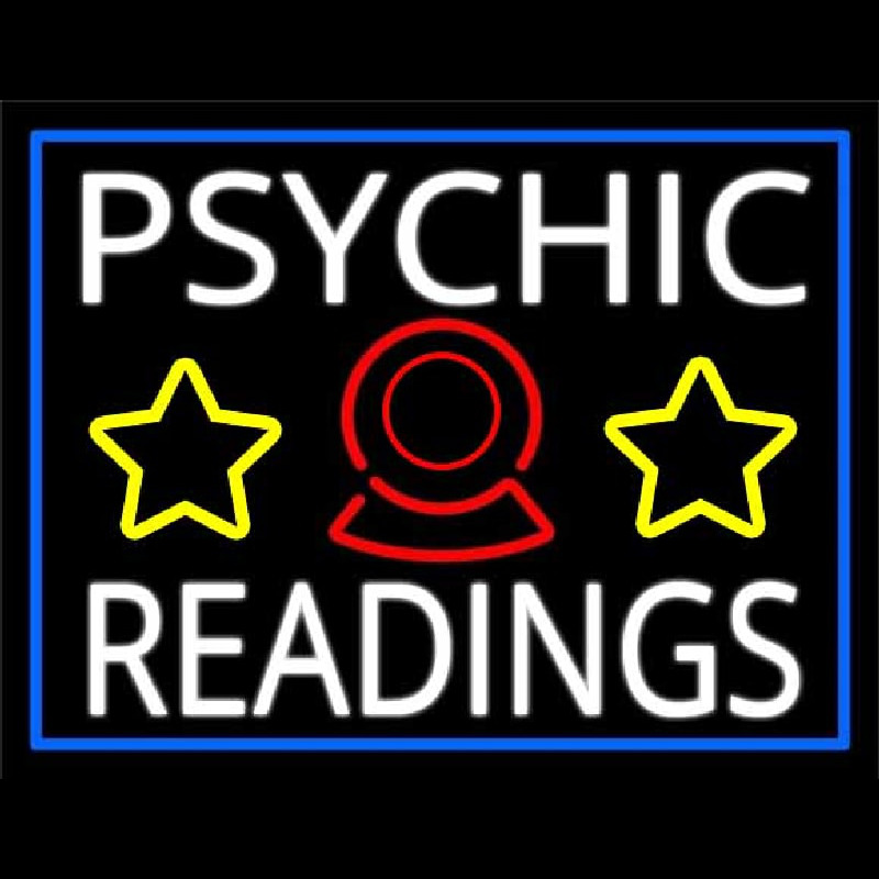 White Psychic Readings With Blue Border Neon Sign