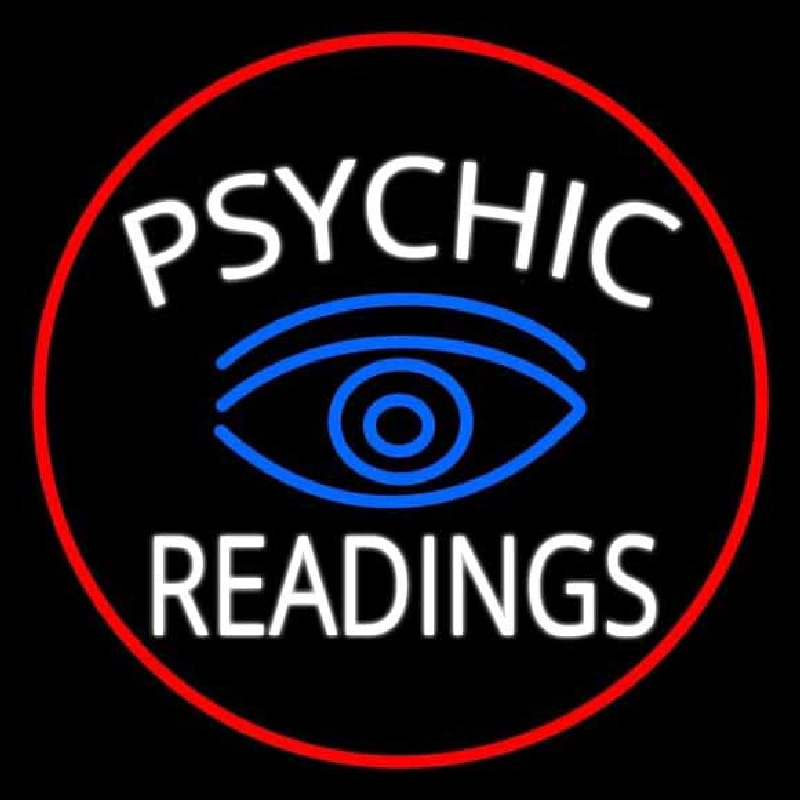 White Psychic Readings With Blue Eye Neon Sign