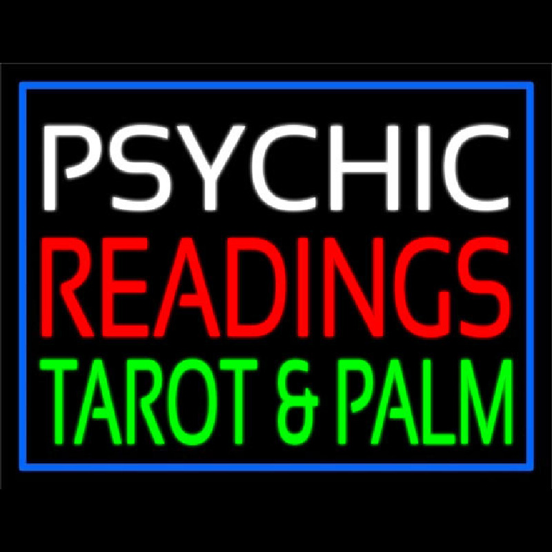 White Psychic Red Readings Green Tarot And Palm Neon Sign