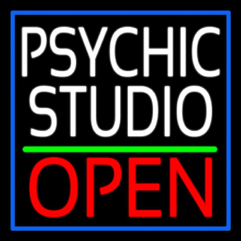 White Psychic Studio Red Open Green Line Neon Sign