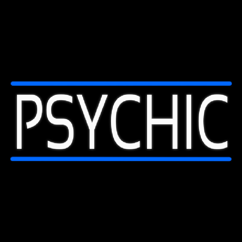 White Psychic With Blue Line Neon Sign