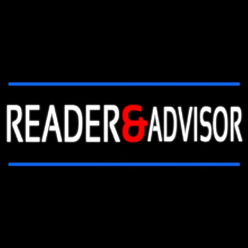 White Reader Advisor And Blue Line Neon Sign