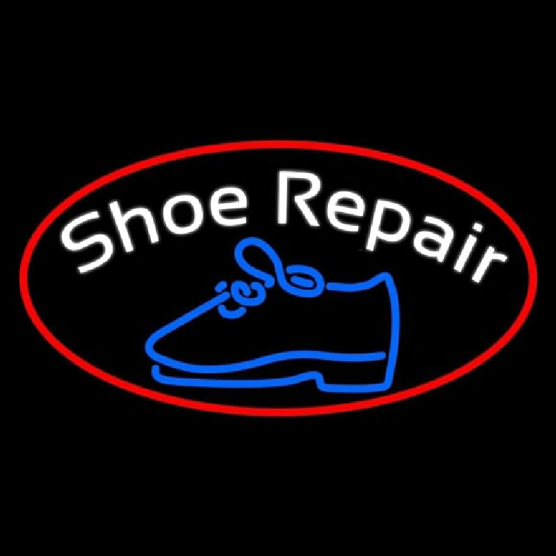 White Shoe Repair With Border Neon Sign