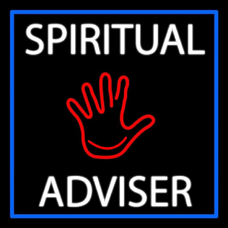 White Spiritual Advisor With Red Palm Neon Sign