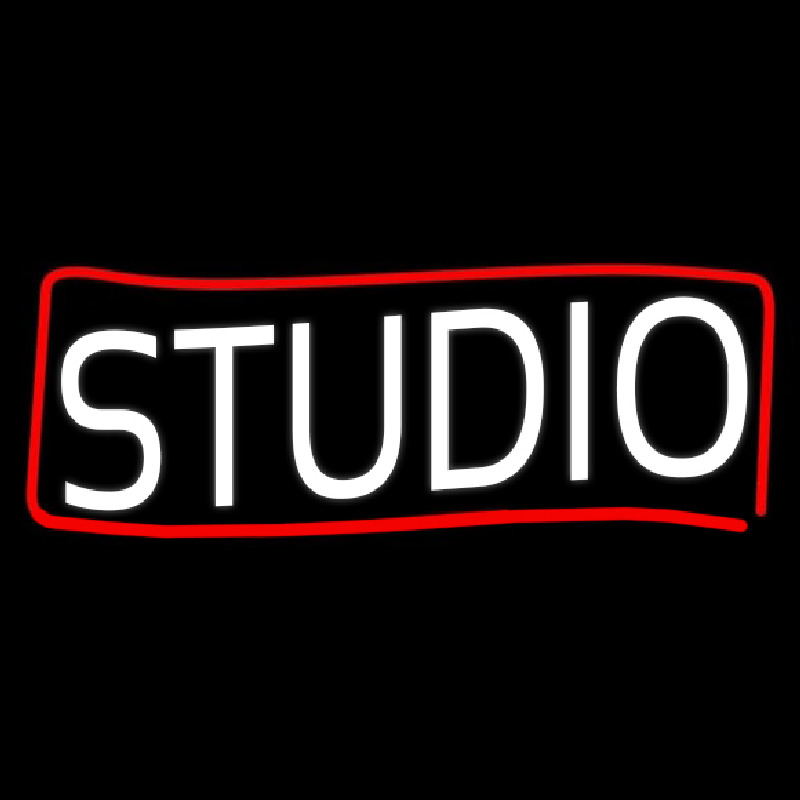 White Studio With Red Border Neon Sign