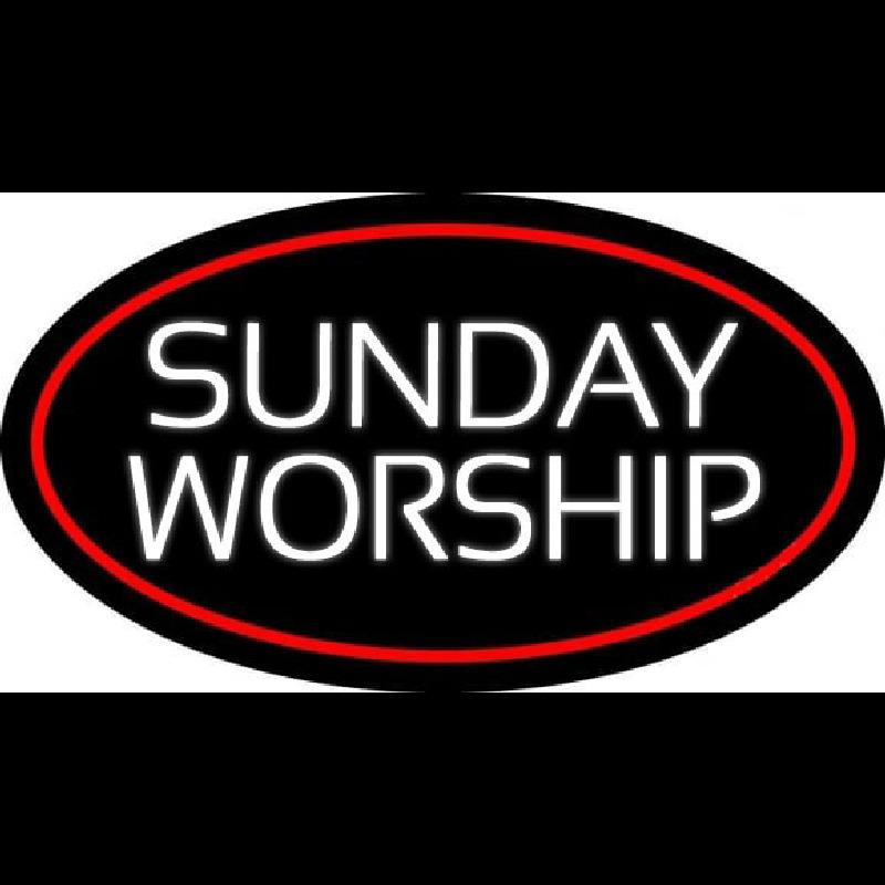 White Sunday Worship Neon Sign