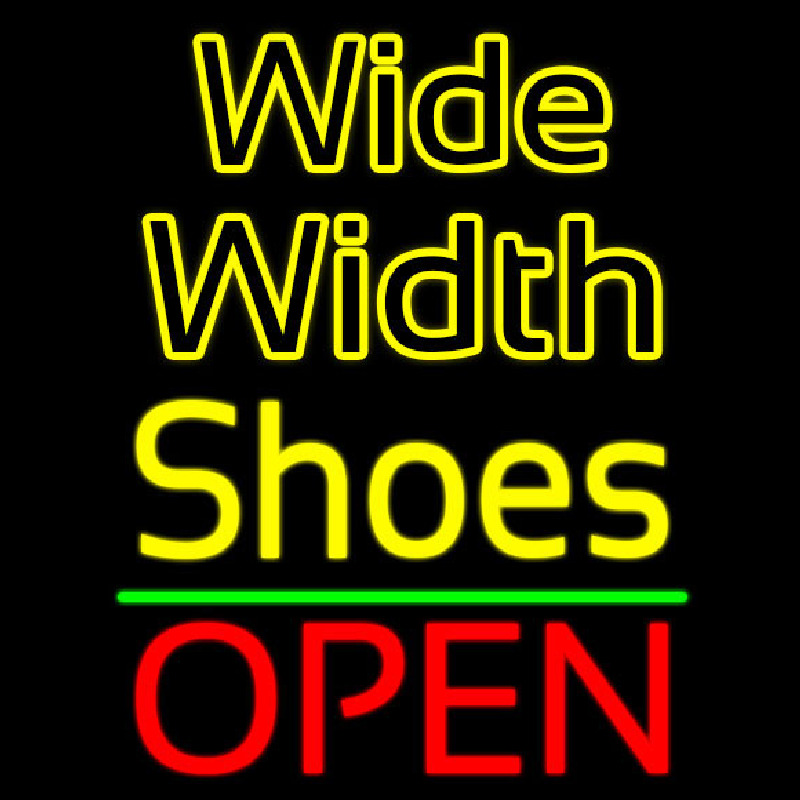 Wide Width Shoes Open Neon Sign