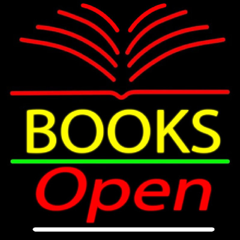 Yellow Books Open Neon Sign