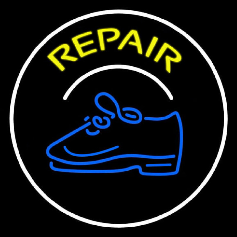 Yellow Repair Shoe With Border Neon Sign