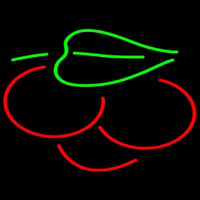 Cherry With Leaves Logo Neon Sign