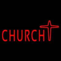 Church With Cross Logo Neon Sign