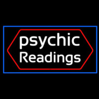 Cursive Psychic Readings With Blue Border Neon Sign