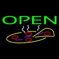 Green Open Pizza Neon Sign